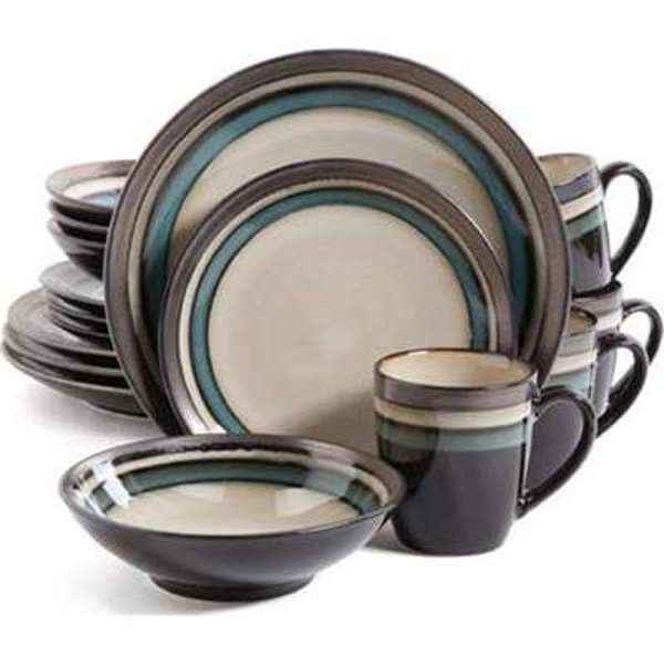 Gibson Overseas Inc 107143.16 Dinnerware Set 16Pc Metallic Reactive Teal