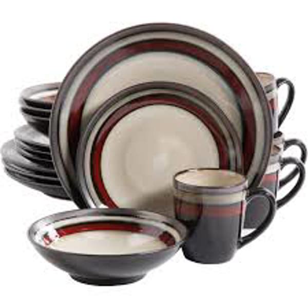 GIBSON OVERSEAS INC 107145.16 Dinnerware Set 16Pc Metallic Reactive Red