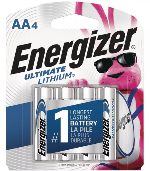 Energizer Battery L91SBP-4 Ultimate Lithium Battery 4 AA