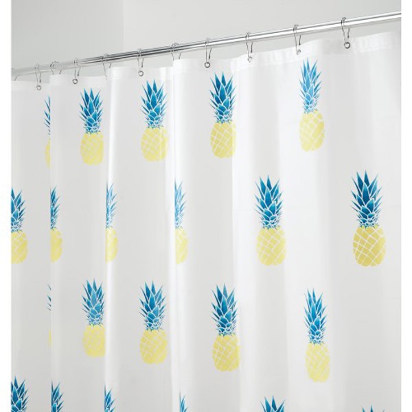 InterDesign 36980 Pineapple Shower Curtain Yellow Teal