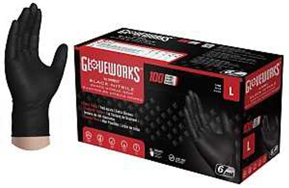 AMMEX CORPORATION GWBN46100 Large Black Disposable Glove Box of 100 Heavy Duty Latex Free Powder Free