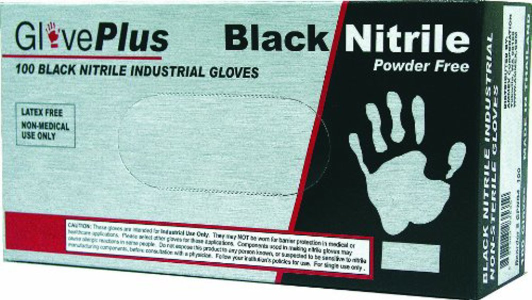 AMMEX CORPORATION GPNB49100 Disposable Gloves 2Xlarge Black Nitrile Industrial Latex Free and Powder Free