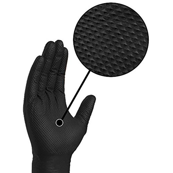 AMMEX CORPORATION GWBN49100 Heavy Duty Disposable Gloves Box of 100 2Xlarge Black Latex Free Powder Free