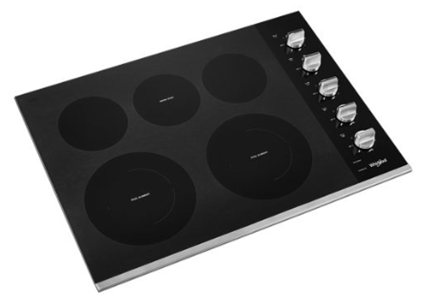 Whirlpool WCE77US0HS Electric Ceramic Glass Cooktop with Two Dual Radiant Elements and Hot Surface Indication
