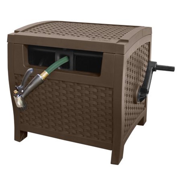 Suncast Corporation PTW175MAH Hose Reel Hideaway 125 Feet Resin Wicker Brown