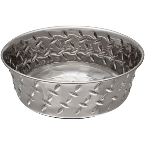 BOSS PET PRODUCTS 7254 Diamond Plate Bowl 1 Pt Stainless Steel