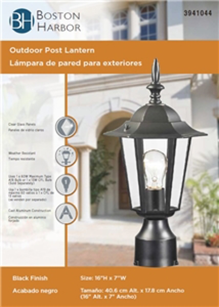 Boston Harbor 3941044 Outdoor Lantern Black
