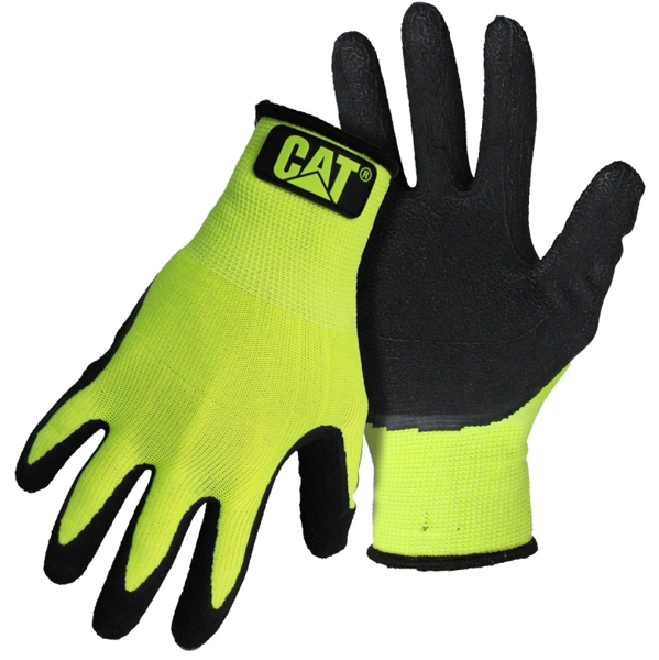 CAT GLOVES CAT017418L Large Green Textured Gloves with High Visibility Knit Latex Palm