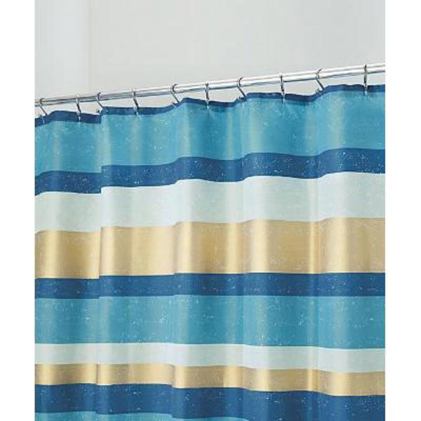InterDesign 69920 Painted Stripe Shower Curtain Teal/Gold