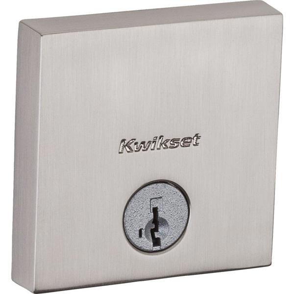 Kwikset 92580-013 Low Profile Square Deadbolt Satin Nickel Zinc Contemporary