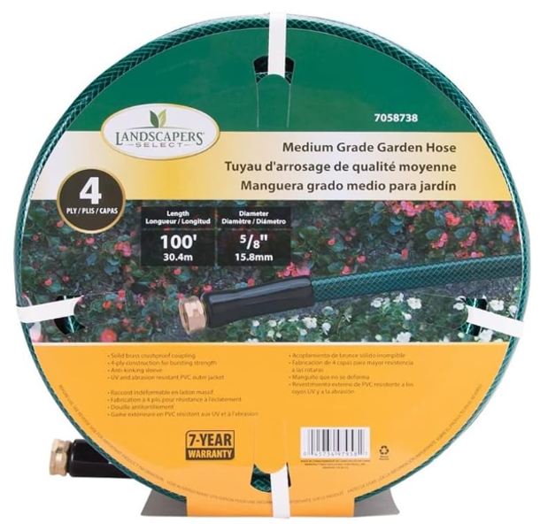 Mintcraft BL5820100HM Medium Duty Garden Hose 100 Ft 5/8 Inch 4 Ply