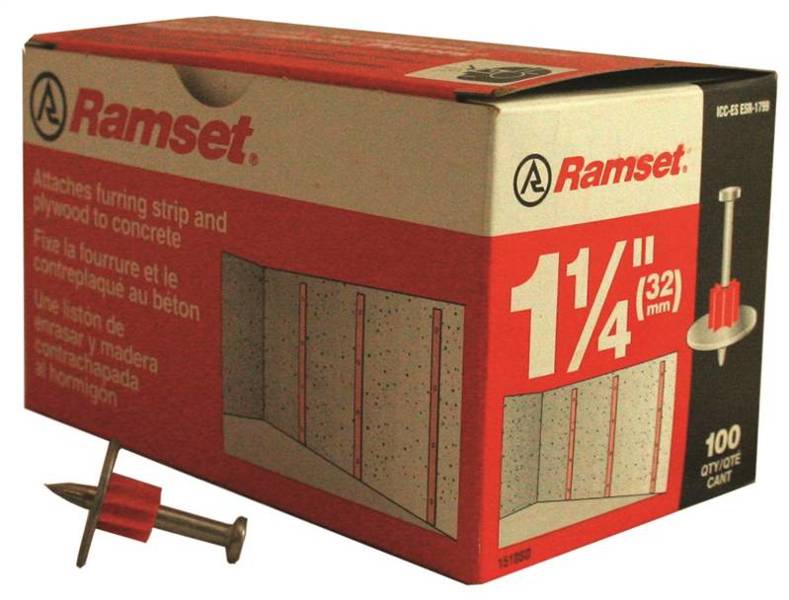 ITW RAMSET 00800 Drive Pin/Washers 1-1/4 In Zinc Plated 100 Piece Box