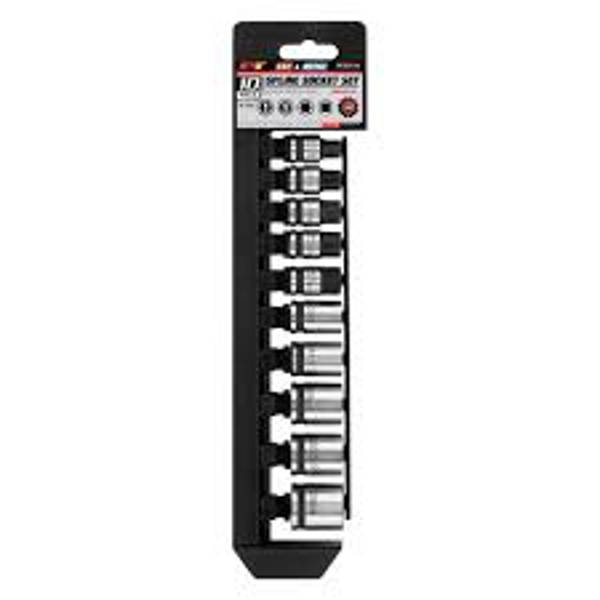 Performance Tools W38194 10 Pc 3/8 In Drive Spline Socket Set