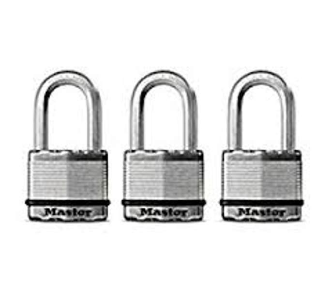 Master Lock M5XTRILHCCSEN Magnum Long Shackle Padlock 3 Pack