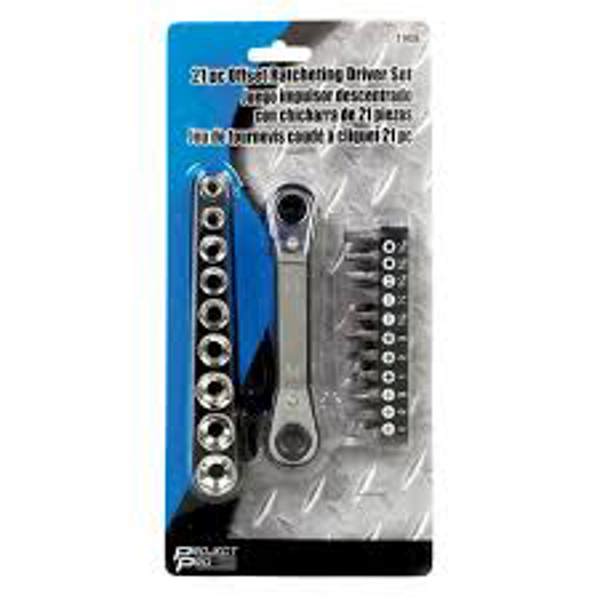 Performance Tools 1908 Offset Ratcheting Driver Durable Steel Construction Ergonomic Handle