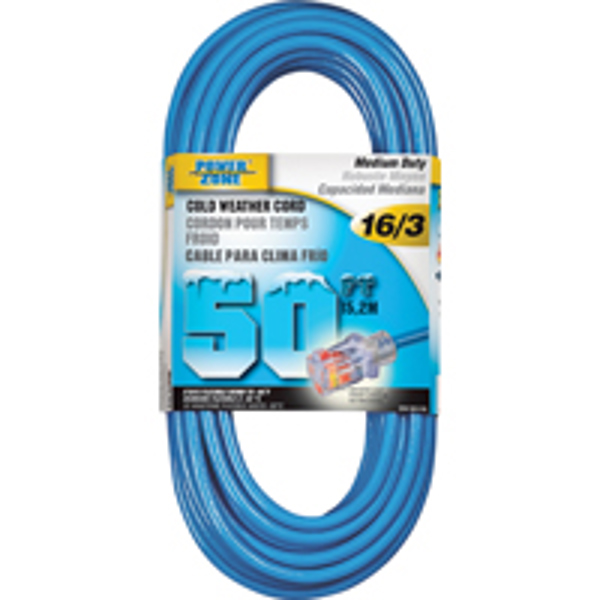 POWERZONE ORCW511630 Extension Cord 50 Ft 16/3 Glacier