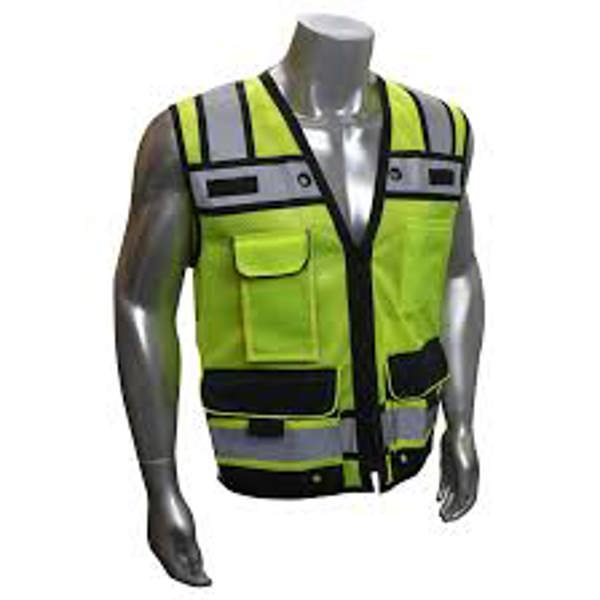 Radians Inc SV65-2ZGM-S 2 Tone Surveyor Vest Small Green 8 Pockets