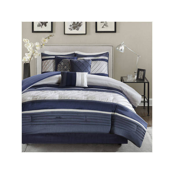 JLA BEDDING MP10-4518 Comforter Set 7 Piece King 1 Bed Skirt 1 Comforter 3 Decorative Pillows