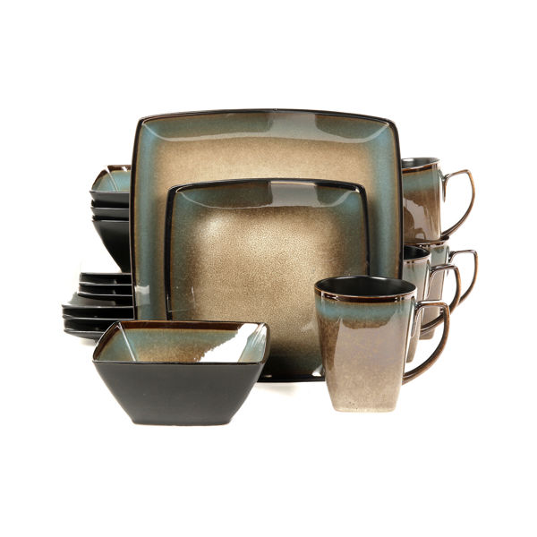 Gibson Overseas Inc 92131.16 Square Dinnerware Set 16Pc Taupe