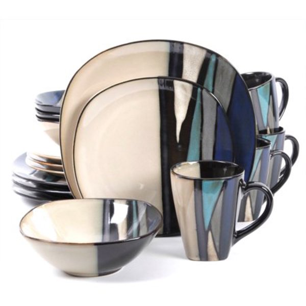 GIBSON OVERSEAS INC 105983.16 Dinnerware Set 16 Piece Teal Reactive