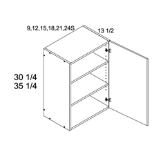 PGW W2130 One Door Cabinet 21W X 30 5/16H