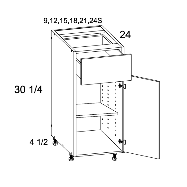 US CABINET PGW B18 One Drawer One Door Cabinet Gloss White
