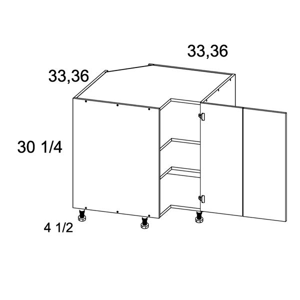 US CABINET PGW BER36 Base Cabinet Gloss White 36 Inch Width Easy Reach Corner