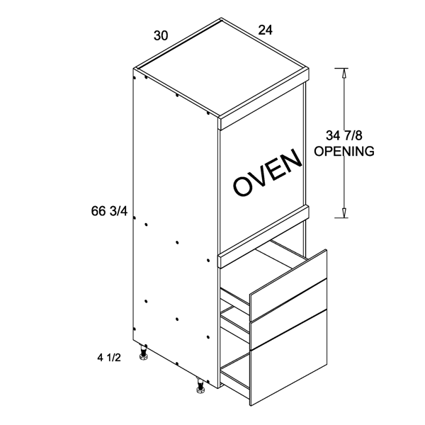 US CABINET UOC3094 Universal Over Carcass Only 30 W X 89 1/2 H With Drawers White