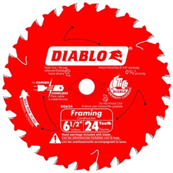 Diablo D0624A 6.5 In 24 Tooth Saw Blade
