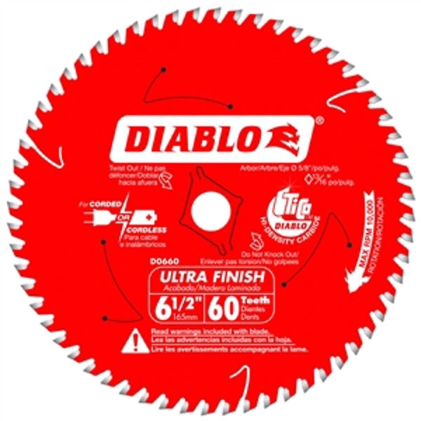 Diablo D0660A Saw Blade 6.5 In 60 Tooth