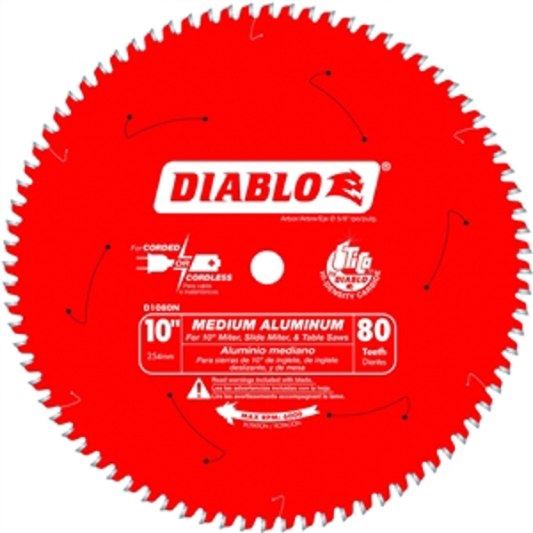 DIABLO D1080N 10 In 80 Tooth Saw Blade Non Ferrous Tooth Carbide