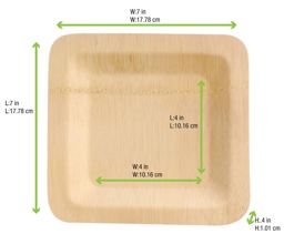 210BVNER7SQ 7 In Square Bamboo Plate
