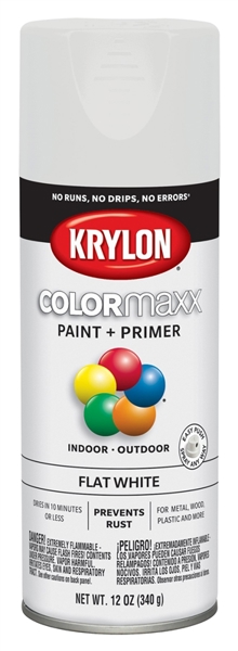 Krylon K05548007 Paint Spray 12 Oz White Flat Finish