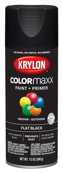 KRYLON K05546007 Spray Paint 12 Oz Black Flat