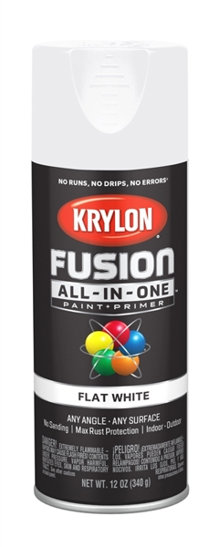 Krylon K02730007 White Spray Paint 12 Oz Flat Finish