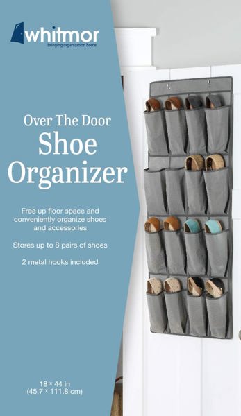 Whitmor 6536 87 Shoe Organizer Grey Fabric 12 Pair Capacity Durable Lightweight