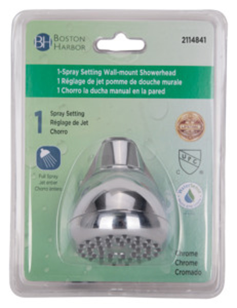 Boston Harbor 2114841 Chrome Shower Head Plastic 1 Spray Function Chrome