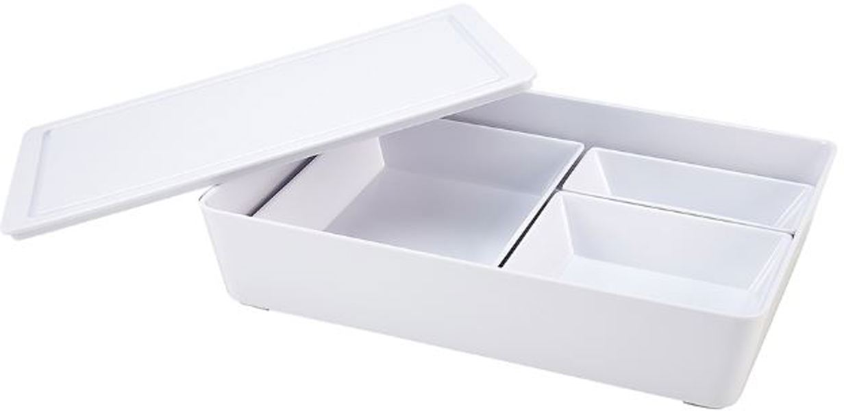 Impulse Enterprises 6176 Bento Box with Lid and Side Compartment White