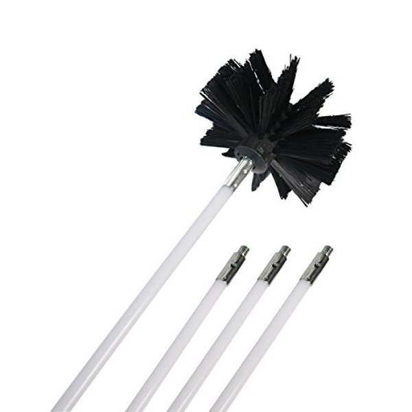 Dundas Jafine DVC 4 Drill Powered Cleaning Tool for Dryer Vent Cleaning - Compatible with 4 Inch Ducts - Includes 2 Brushes and 1 Extension Rod
