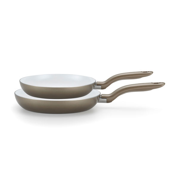 T-FAL CORPORATION G919S264 Frying Pan Combo 8.5 In and 11 In Ceramic Champagne Initiatives