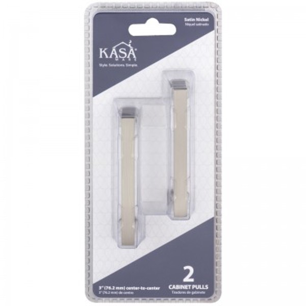 Hardware Resources K7063SN-2 Square Bar Pull 3-3/8 In Overall Length 3 In Center to Center Satin Finish
