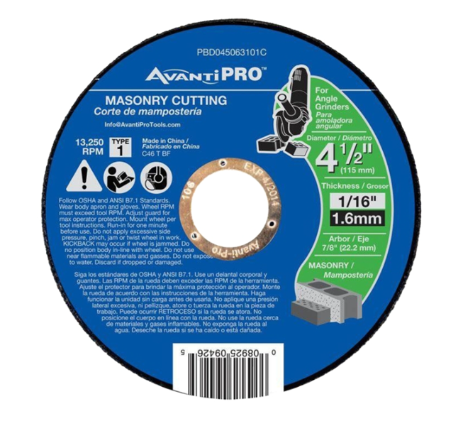 Diablo PBD045063101C Abrasive Wheel 4-1/2 In x 1/16 In x 7/8 In Masonry