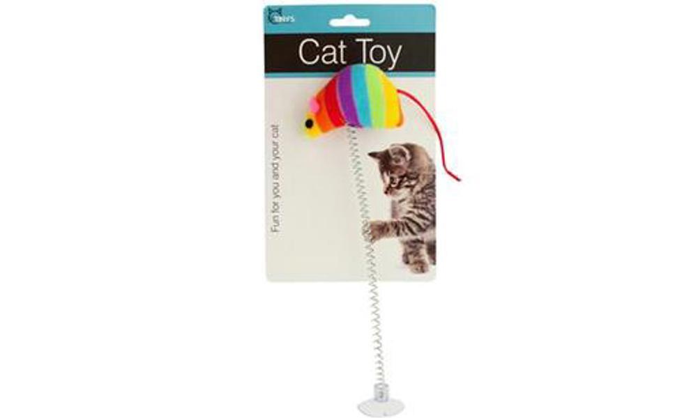 Kole Imports HH317 Pet Toy Mouse Spring with Suction Cup