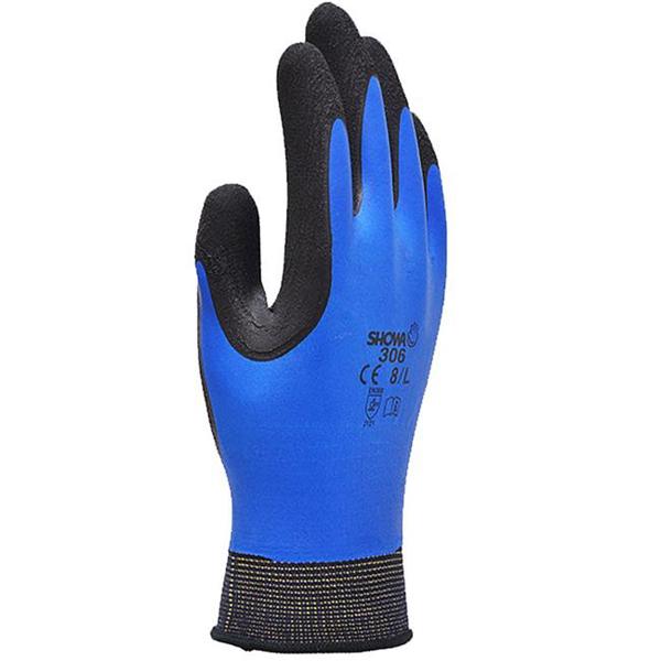 SHOWA BEST GLOVE, INC 80XL-09.RT Xlarge Gloves Blue Black Nitrile Foam Coated Knit Cuff Elastic Wrist Seamless