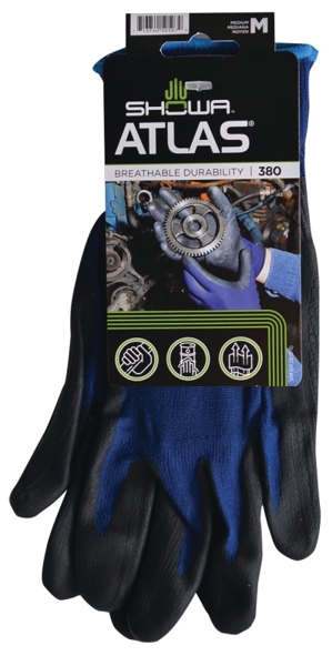 SHOWA BEST GLOVE, INC 380L-08.RT Large Gloves Black Nitrile Coating Elastic Wrist Seamless Knit Cuff