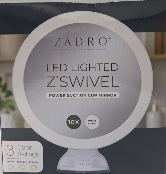 ZADRO LEDPSC10WH Wall Mounted Suction Cup Make-Up Mirror 10X Magnification White