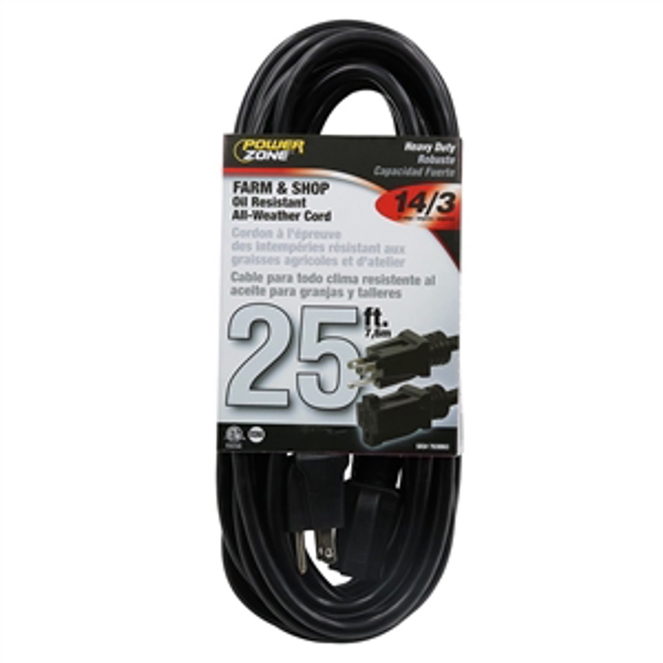 POWERZONE OR532725 Cord Extension 25 Ft Black