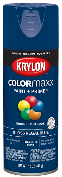Krylon K05535007 Spray Paint 12 Oz Blue Regal Gloss Finish