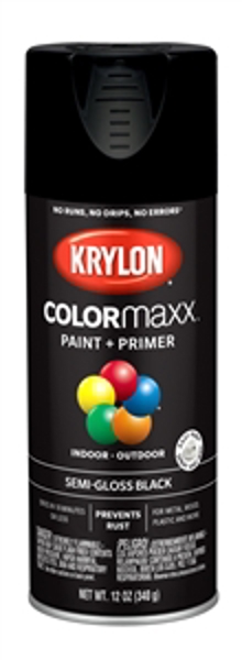 KRYLON K05579007 Spray Paint 12 Oz Semi-Gloss Black Colormaxx