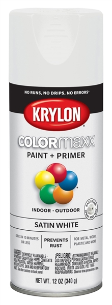 KRYLON K05577007 Satin Spray Paint White Colormaxx